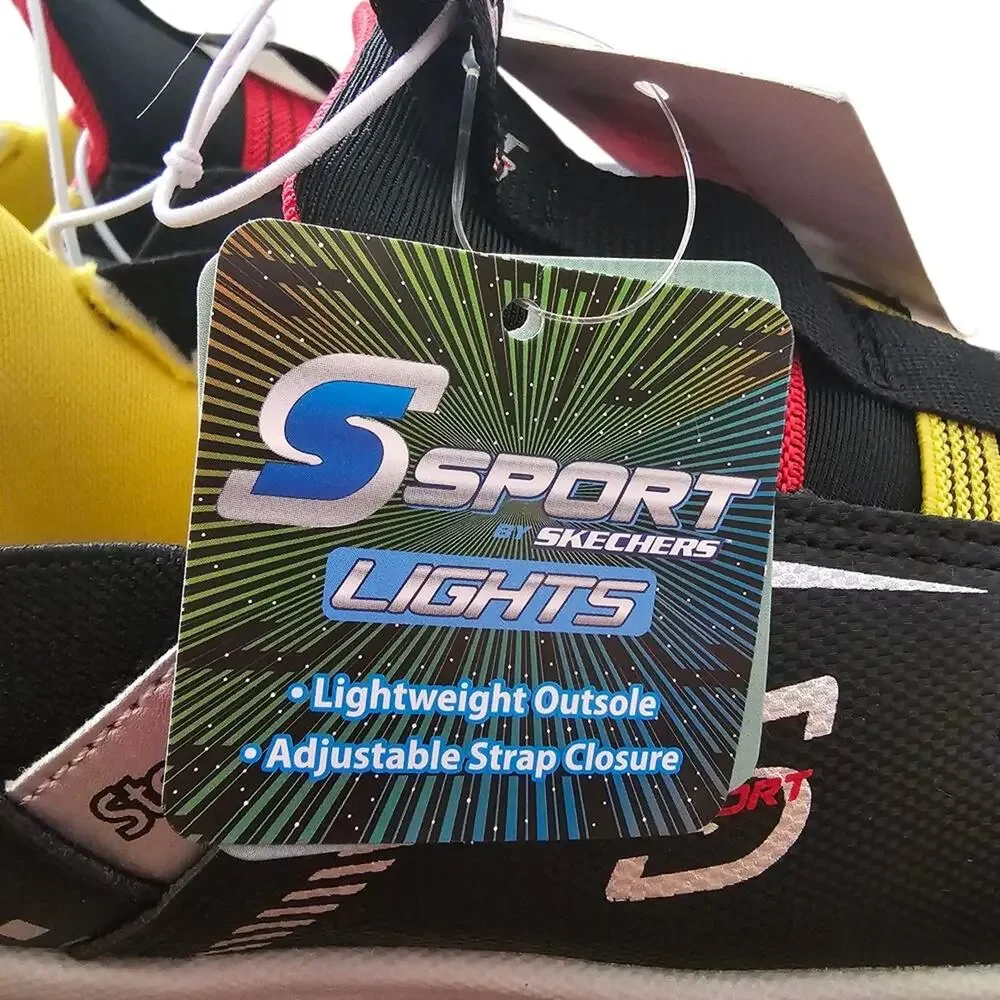 Skechers Kids' Black and Yellow Light-Up Sneakers 12 Toddler
